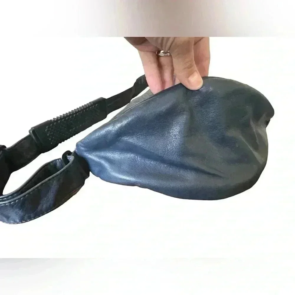 Ameribag Blue Leather Classic Healthy Back Bag Mono-Sling Backpack